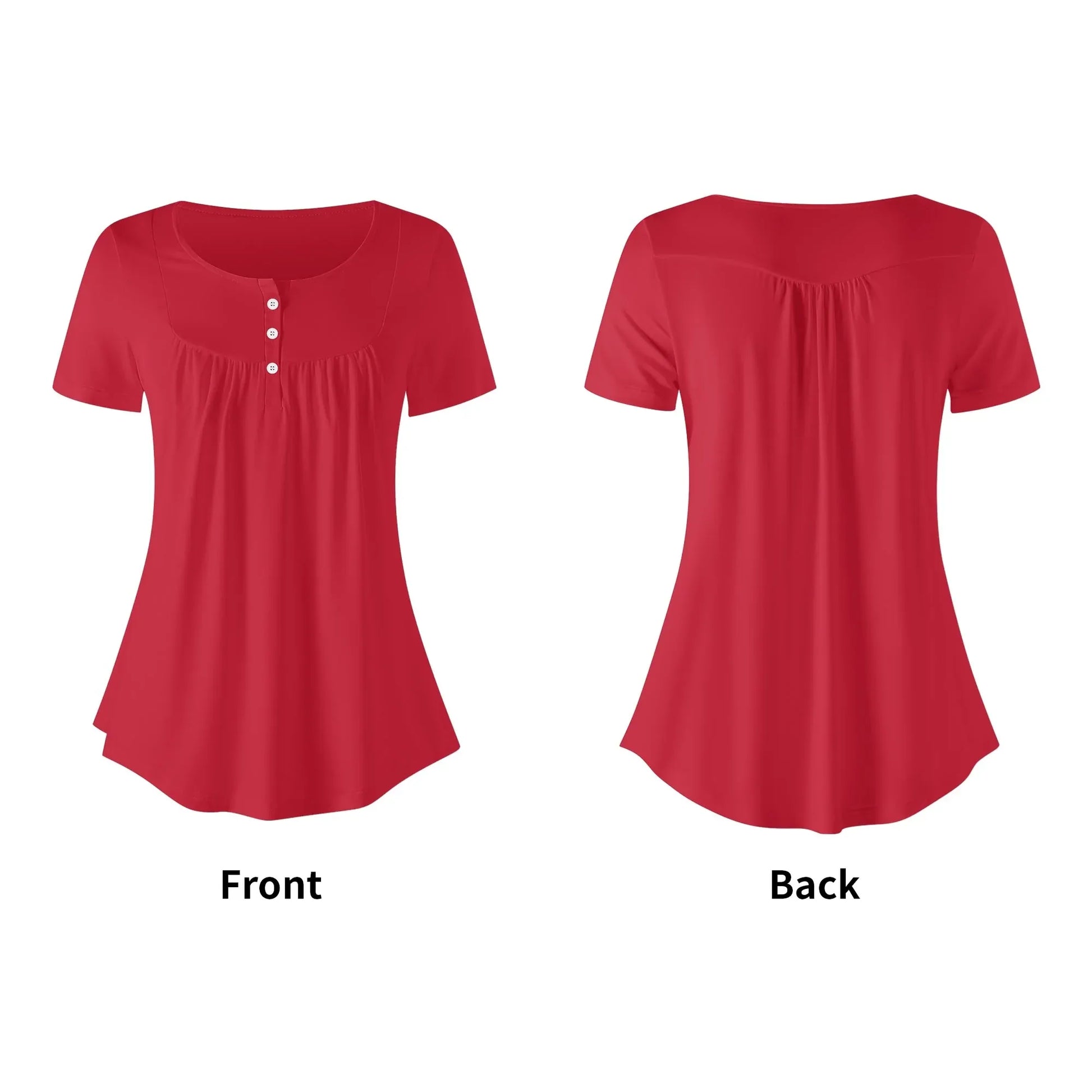 lockere-bluse-mit-u-ausschnitt-und-kurzen-armeln-fur-damen-rot-bluse-jlr-design-5 - JLR Design