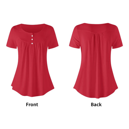 lockere-bluse-mit-u-ausschnitt-und-kurzen-armeln-fur-damen-rot-bluse-jlr-design-5 - JLR Design