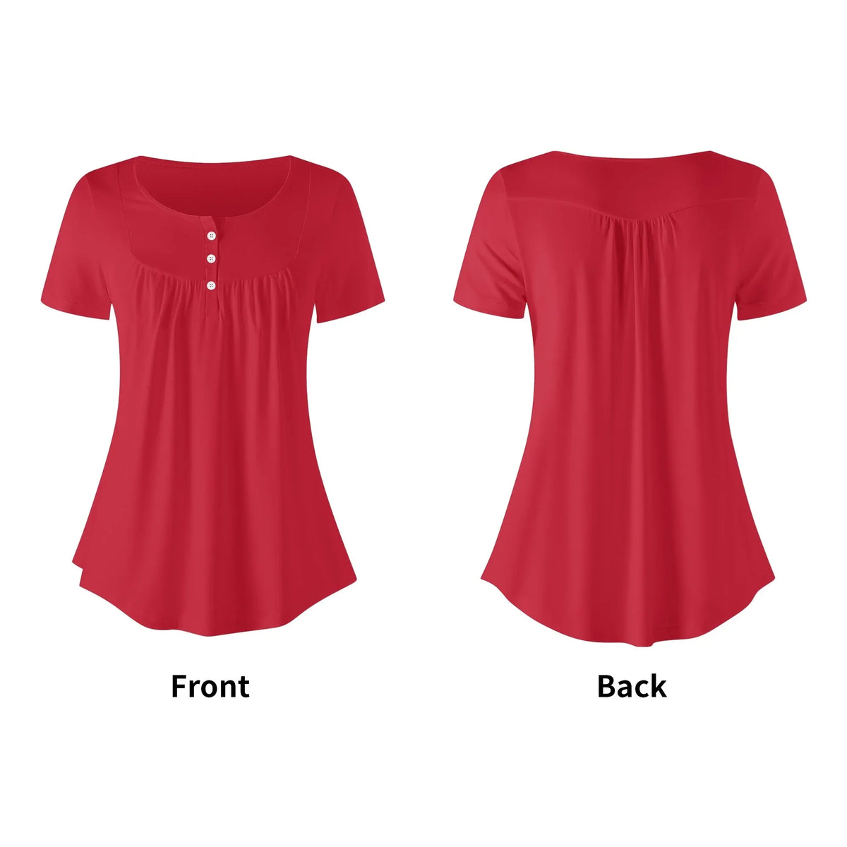 lockere-bluse-mit-u-ausschnitt-und-kurzen-armeln-fur-damen-rot-bluse-jlr-design-jlr-design-de-5 - JLR Design