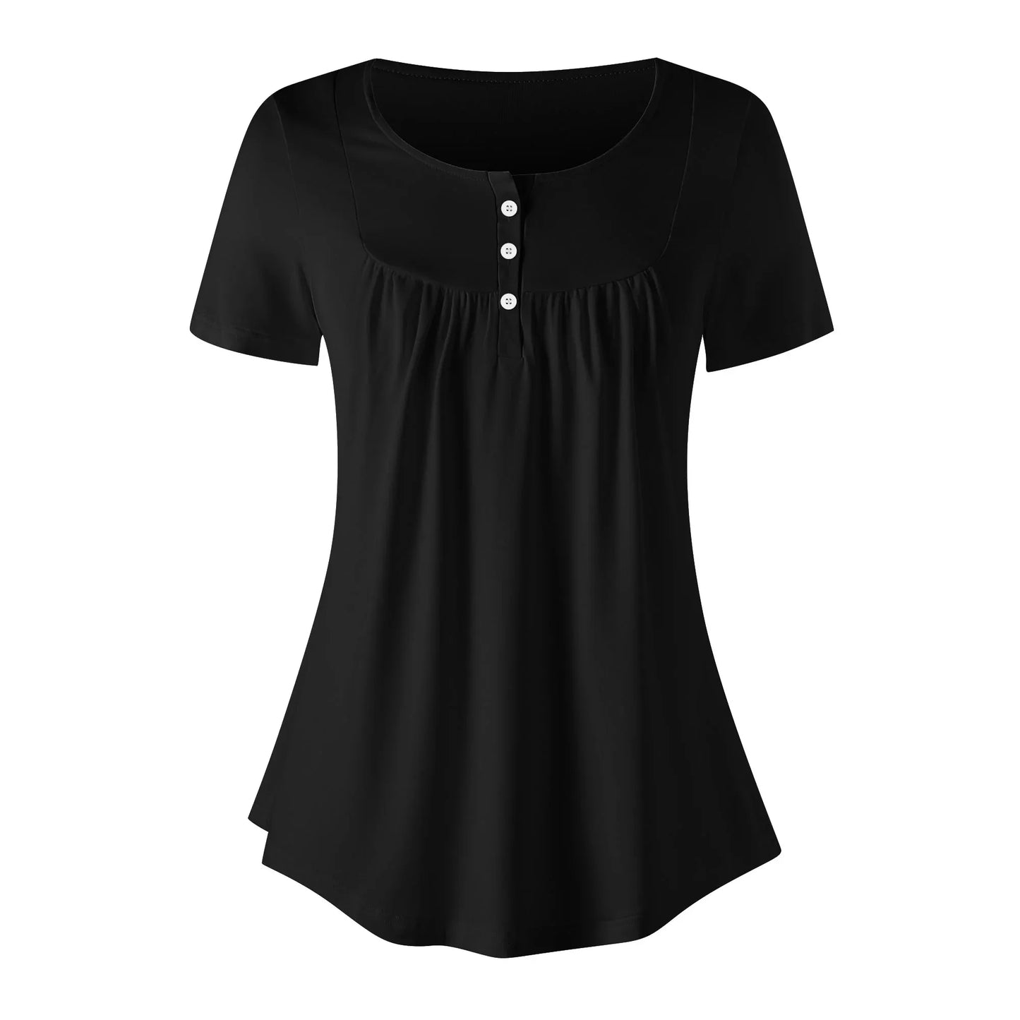 lockere-bluse-mit-u-ausschnitt-und-kurzen-armeln-fur-damen-schwarz-bluse-jlr-design-3 - JLR Design