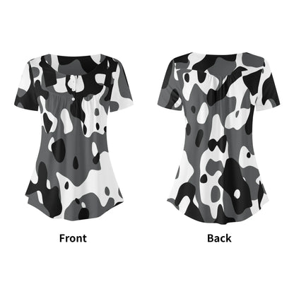 lockere-bluse-mit-u-ausschnitt-und-kurzen-armeln-fur-damen-schwarz-grau-weiss-camouflage-bluse-jlr-design-5 - JLR Design