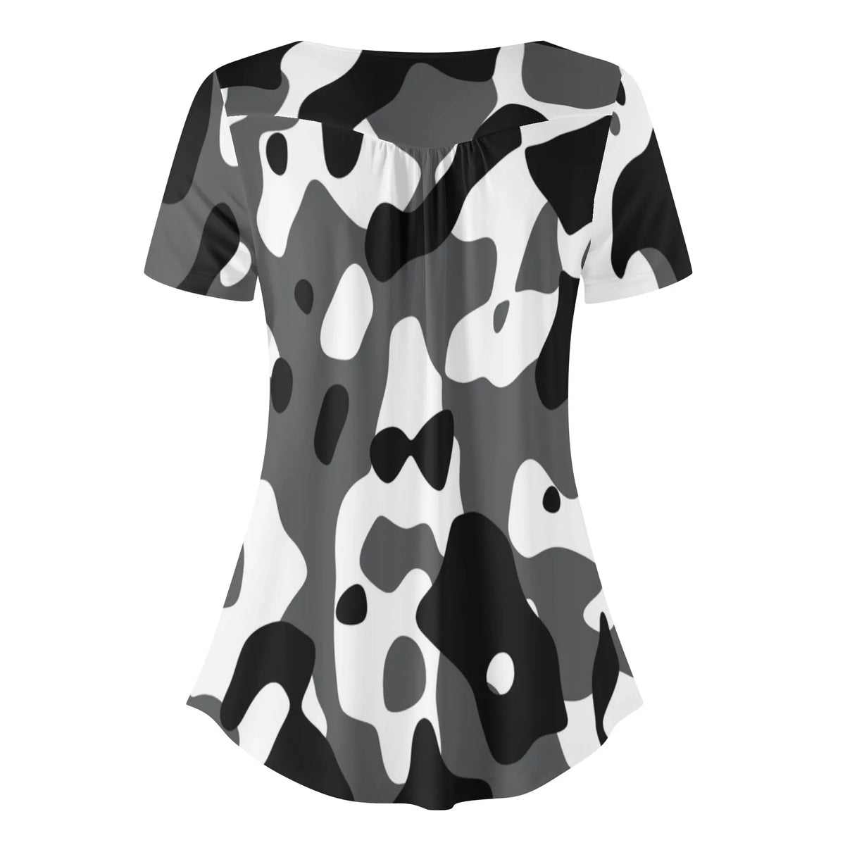 lockere-bluse-mit-u-ausschnitt-und-kurzen-armeln-fur-damen-schwarz-grau-weiss-camouflage-bluse-jlr-design-jlr-design-de-4 - JLR Design