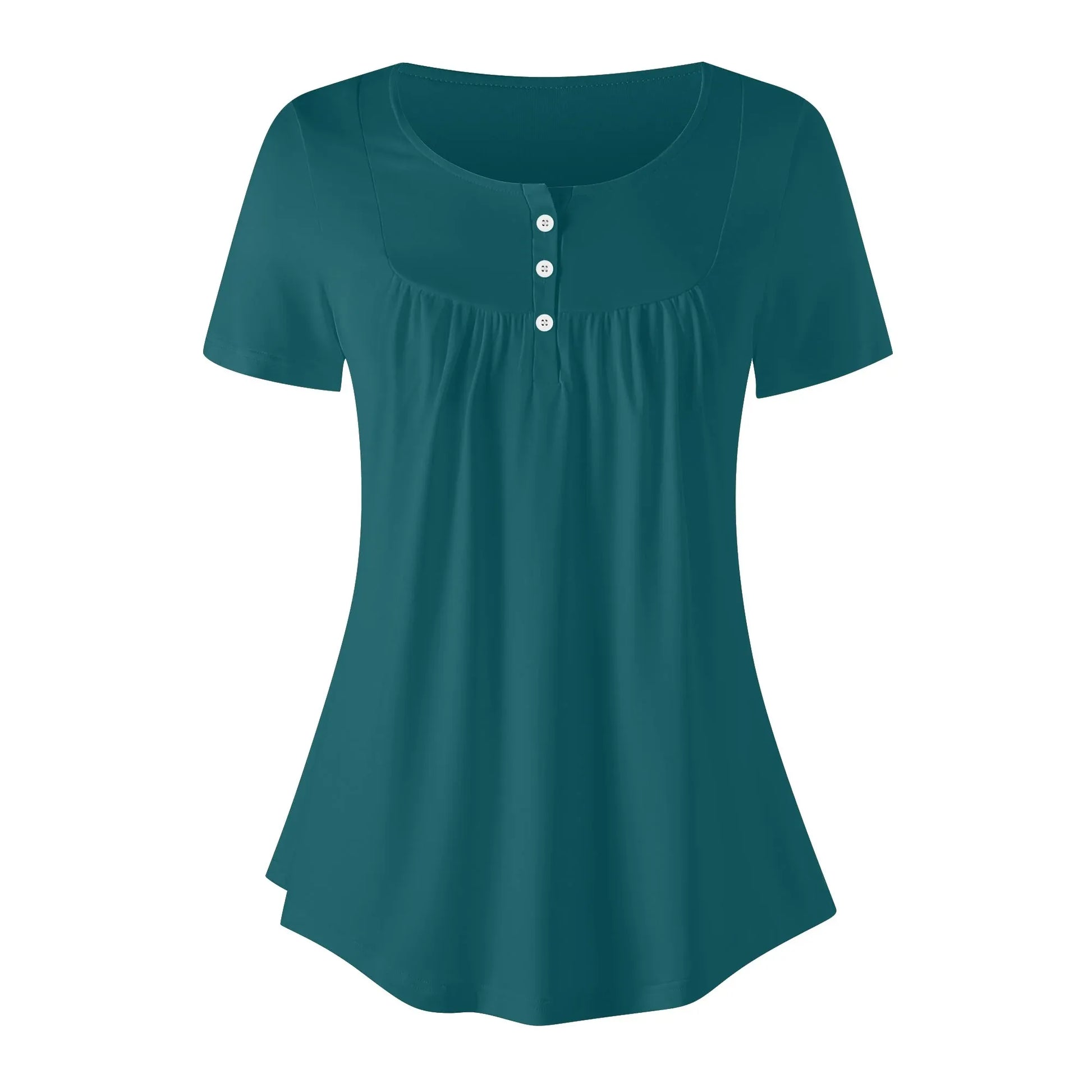 lockere-bluse-mit-u-ausschnitt-und-kurzen-armeln-fur-damen-sherpa-blue-bluse-jlr-design-3 - JLR Design