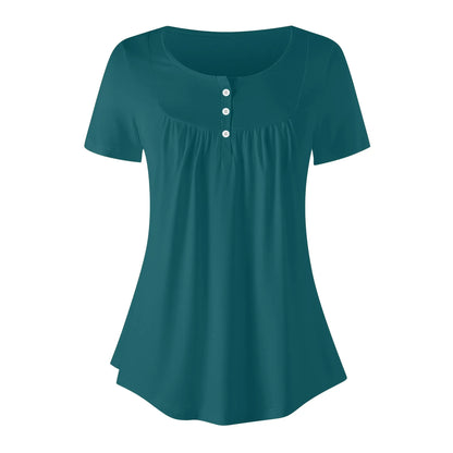 lockere-bluse-mit-u-ausschnitt-und-kurzen-armeln-fur-damen-sherpa-blue-bluse-jlr-design-3 - JLR Design