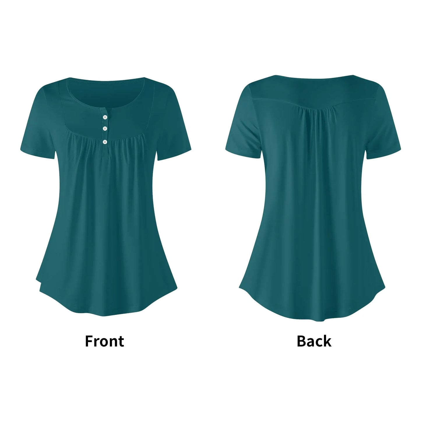 lockere-bluse-mit-u-ausschnitt-und-kurzen-armeln-fur-damen-sherpa-blue-bluse-jlr-design-5 - JLR Design
