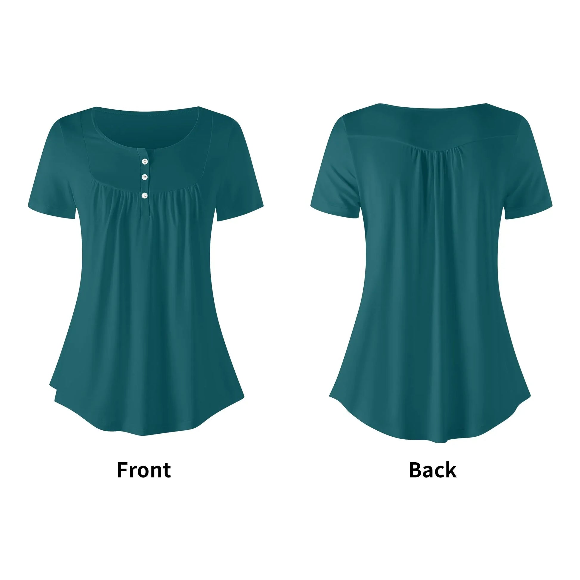 lockere-bluse-mit-u-ausschnitt-und-kurzen-armeln-fur-damen-sherpa-blue-bluse-jlr-design-5 - JLR Design