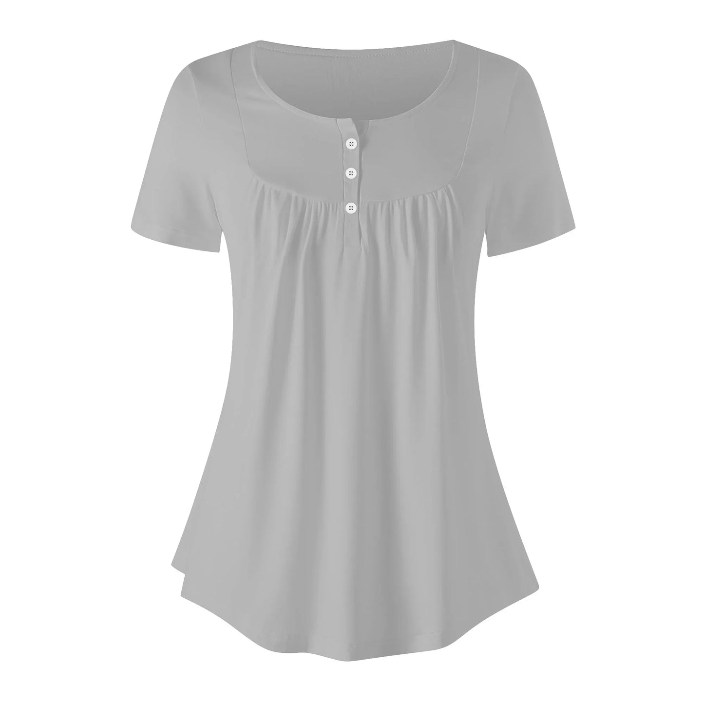 lockere-bluse-mit-u-ausschnitt-und-kurzen-armeln-fur-damen-silber-bluse-jlr-design-3 - JLR Design