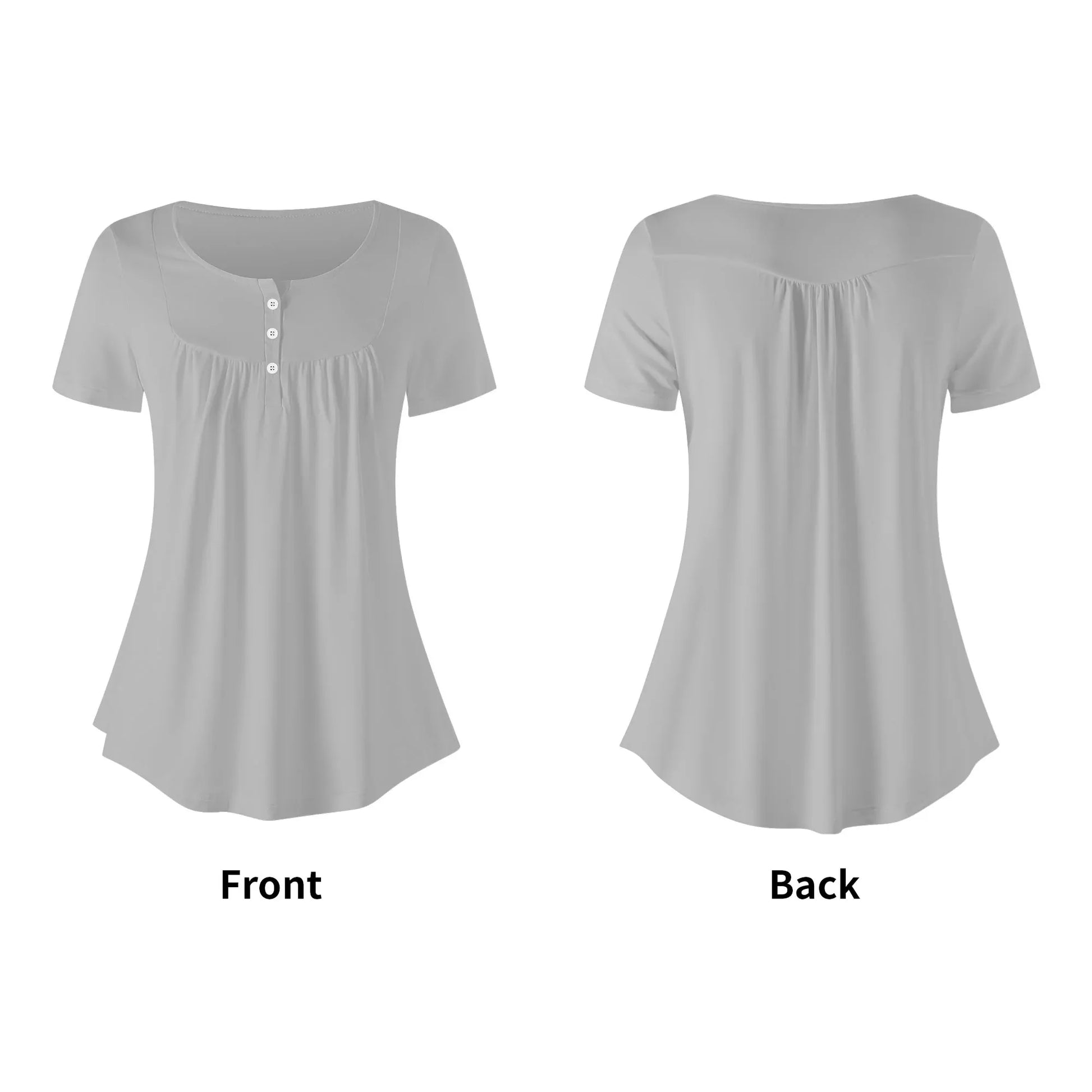 lockere-bluse-mit-u-ausschnitt-und-kurzen-armeln-fur-damen-silber-bluse-jlr-design-5 - JLR Design