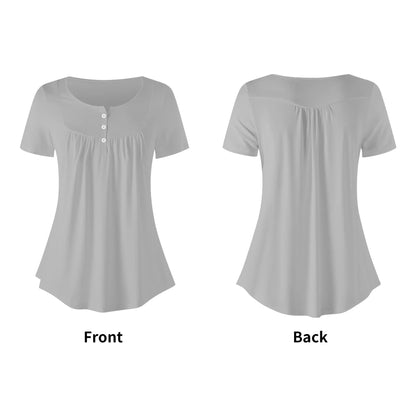 lockere-bluse-mit-u-ausschnitt-und-kurzen-armeln-fur-damen-silber-bluse-jlr-design-5 - JLR Design