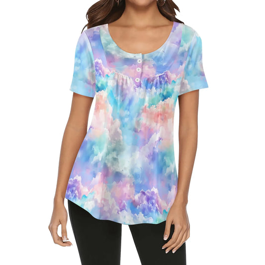 lockere-bluse-mit-u-ausschnitt-und-kurzen-armeln-fur-damen-soft-clouds-bluse-jlr-design-1 - JLR Design