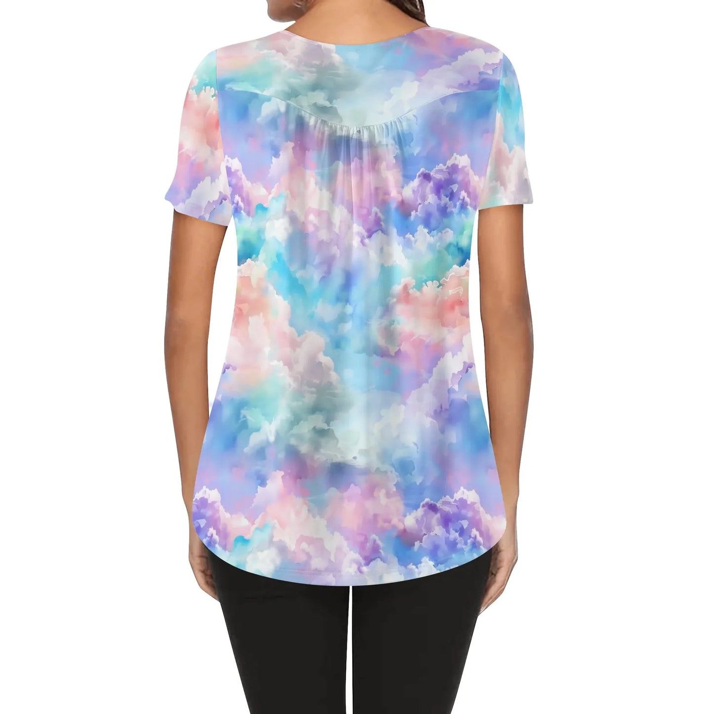 lockere-bluse-mit-u-ausschnitt-und-kurzen-armeln-fur-damen-soft-clouds-bluse-jlr-design-2 - JLR Design