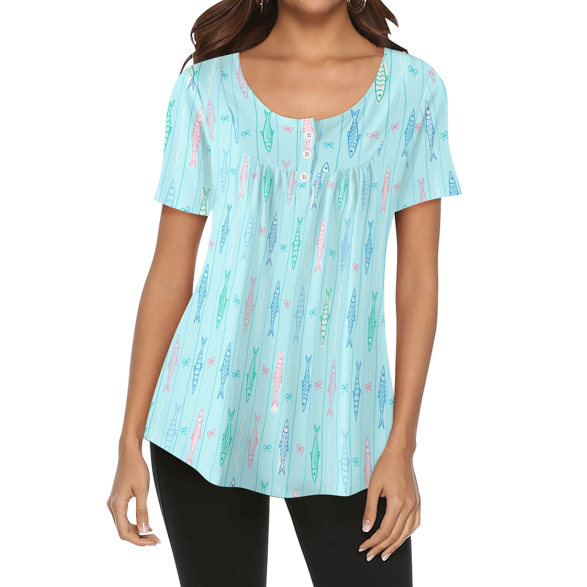 lockere-bluse-mit-u-ausschnitt-und-kurzen-armeln-fur-damen-summer-beach-v1-bluse-jlr-design-jlr-design-de-1 - JLR Design