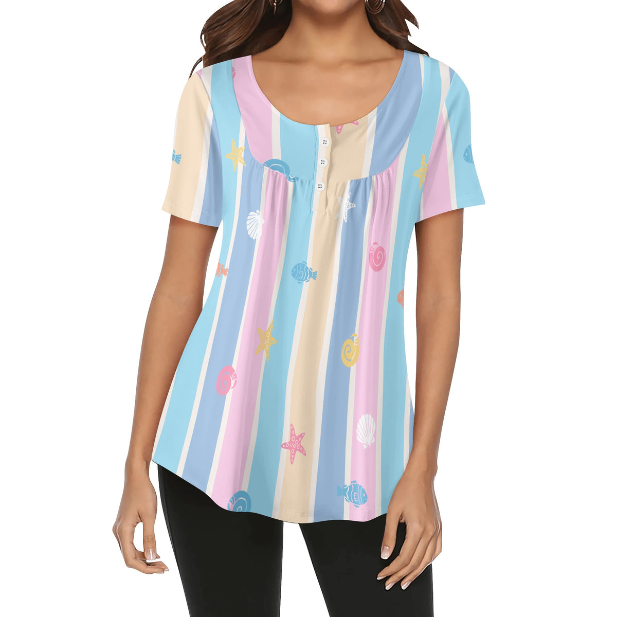 lockere-bluse-mit-u-ausschnitt-und-kurzen-armeln-fur-damen-summer-beach-v8-bluse-jlr-design-jlr-design-de-1 - JLR Design