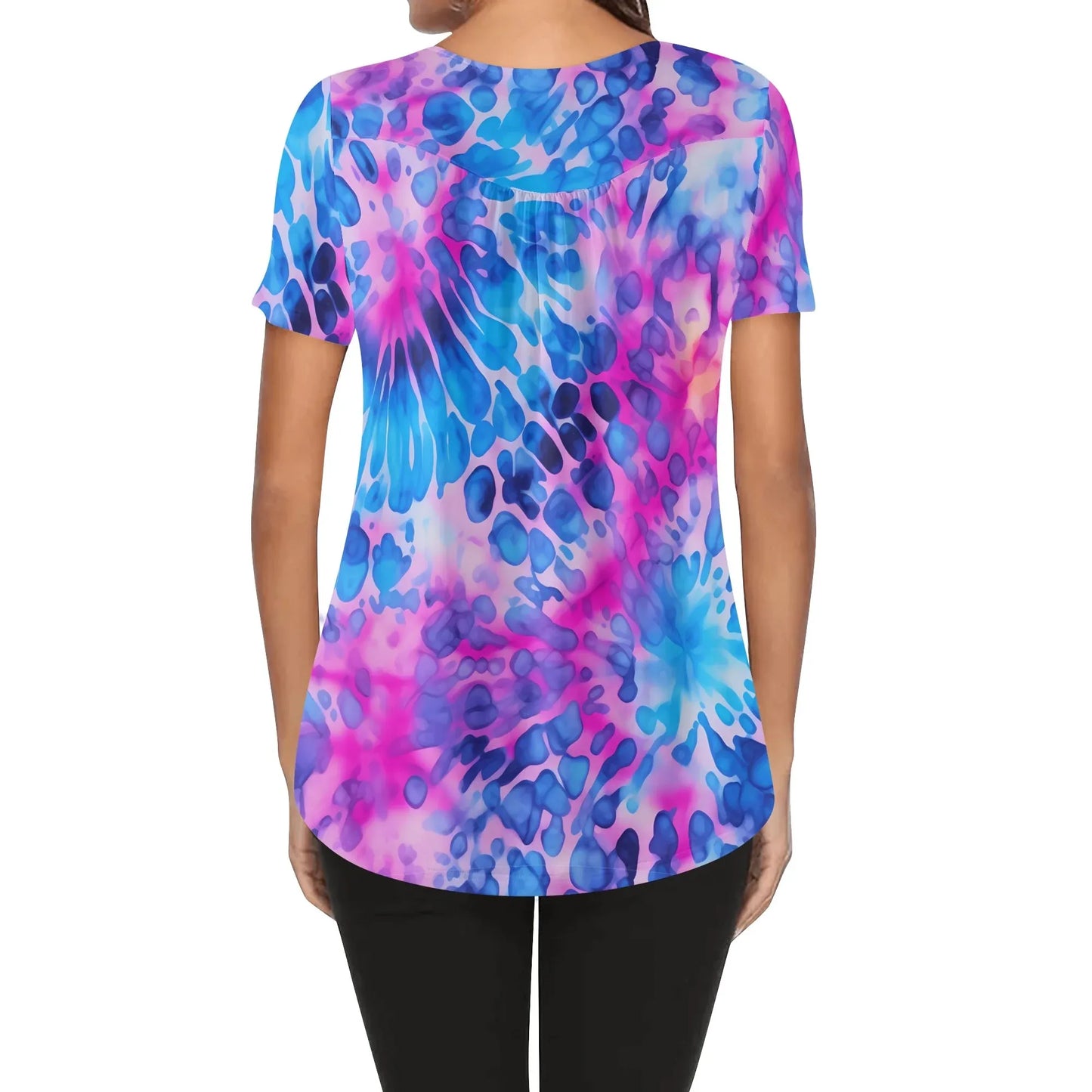 lockere-bluse-mit-u-ausschnitt-und-kurzen-armeln-fur-damen-tie-dye-v1-bluse-jlr-design-2 - JLR Design