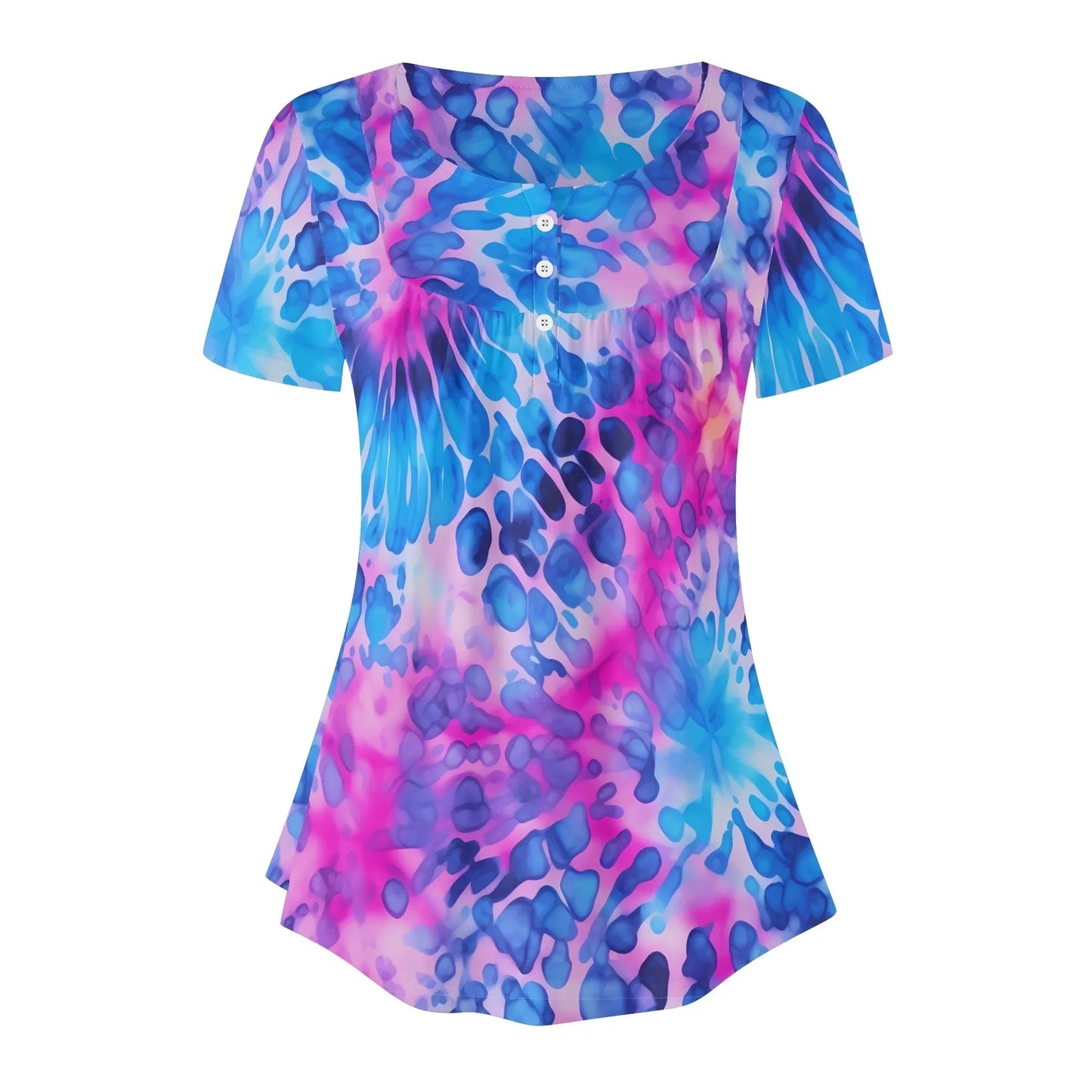 lockere-bluse-mit-u-ausschnitt-und-kurzen-armeln-fur-damen-tie-dye-v1-bluse-jlr-design-3 - JLR Design