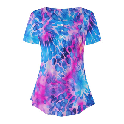 lockere-bluse-mit-u-ausschnitt-und-kurzen-armeln-fur-damen-tie-dye-v1-bluse-jlr-design-3 - JLR Design