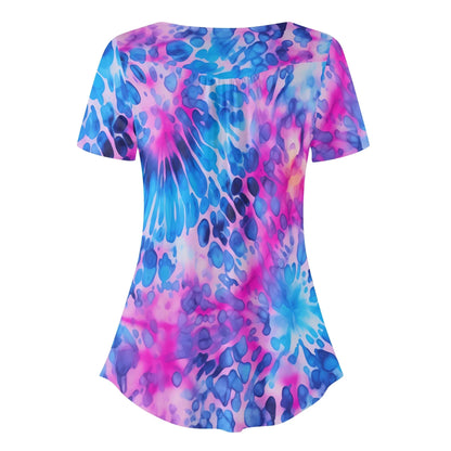 lockere-bluse-mit-u-ausschnitt-und-kurzen-armeln-fur-damen-tie-dye-v1-bluse-jlr-design-4 - JLR Design