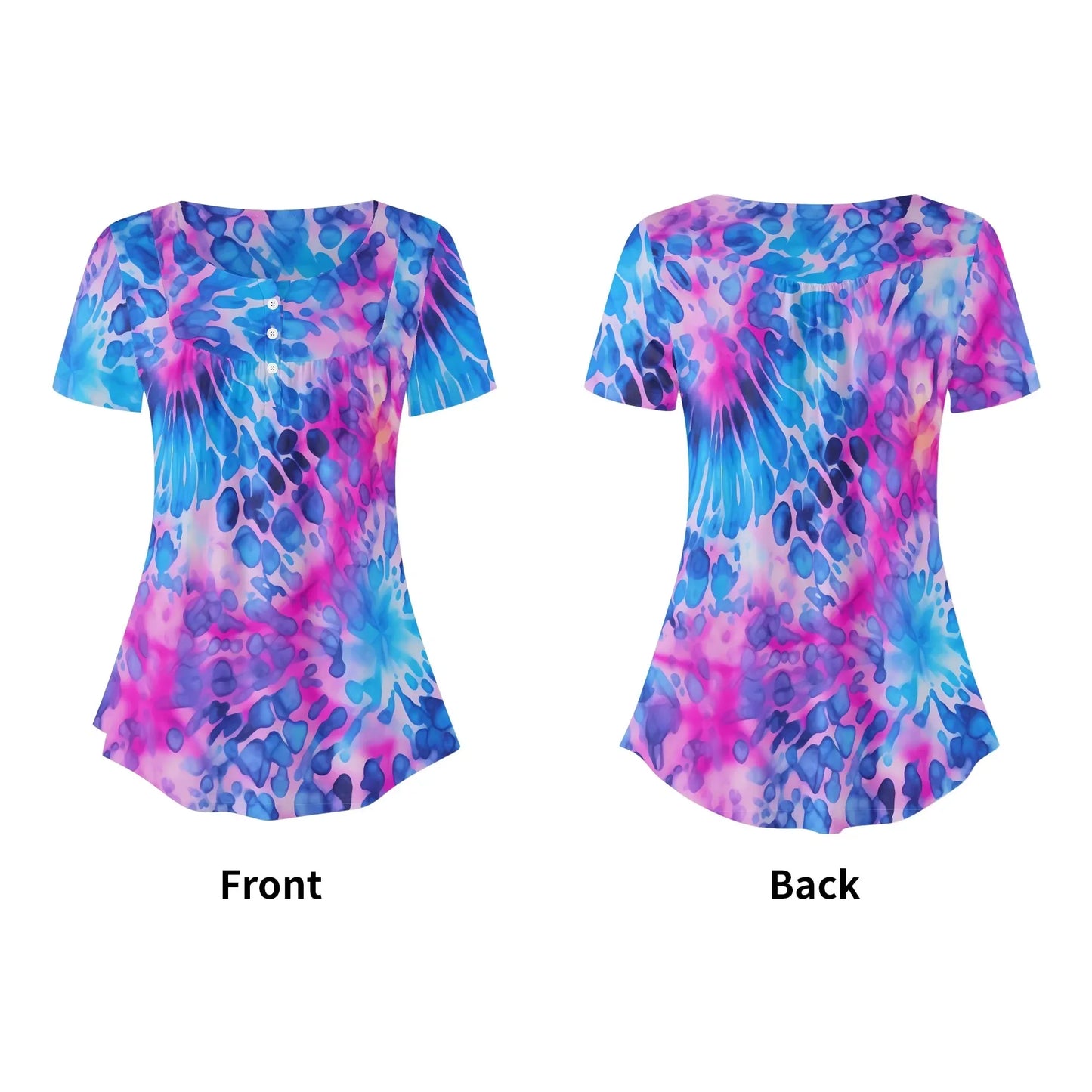 lockere-bluse-mit-u-ausschnitt-und-kurzen-armeln-fur-damen-tie-dye-v1-bluse-jlr-design-5 - JLR Design