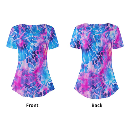 lockere-bluse-mit-u-ausschnitt-und-kurzen-armeln-fur-damen-tie-dye-v1-bluse-jlr-design-5 - JLR Design