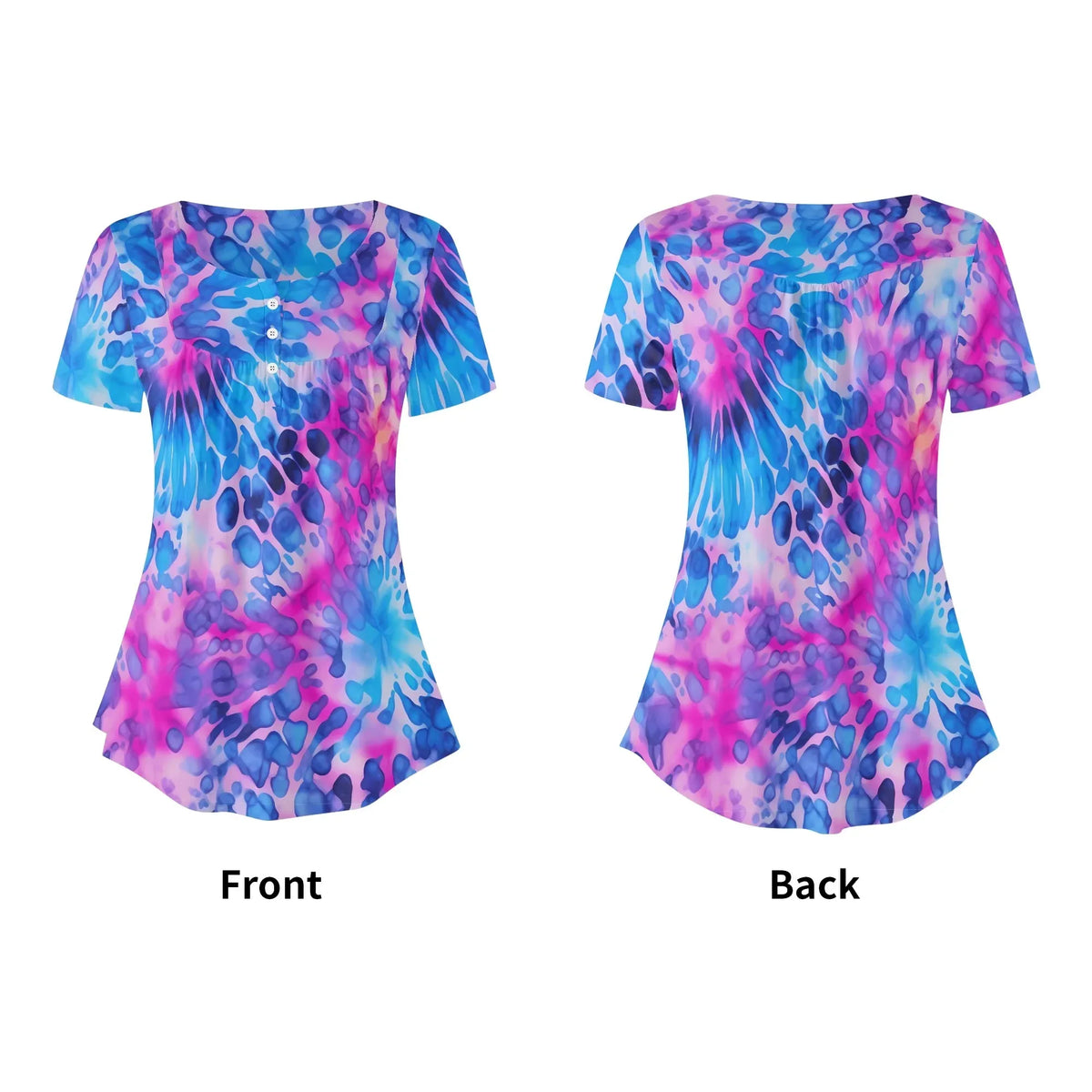 lockere-bluse-mit-u-ausschnitt-und-kurzen-armeln-fur-damen-tie-dye-v1-bluse-jlr-design-jlr-design-de-5 - JLR Design
