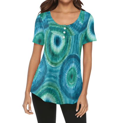 lockere-bluse-mit-u-ausschnitt-und-kurzen-armeln-fur-damen-tie-dye-v6-bluse-jlr-design-jlr-design-de-1 - JLR Design