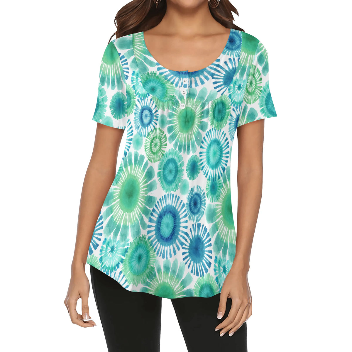 lockere-bluse-mit-u-ausschnitt-und-kurzen-armeln-fur-damen-tie-dye-v7-bluse-jlr-design-jlr-design-de-1 - JLR Design