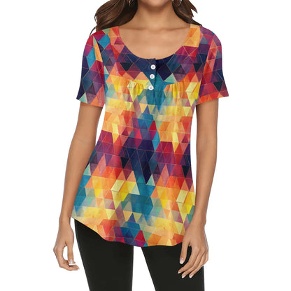 lockere-bluse-mit-u-ausschnitt-und-kurzen-armeln-fur-damen-triangle-v2-bluse-jlr-design-1 - JLR Design