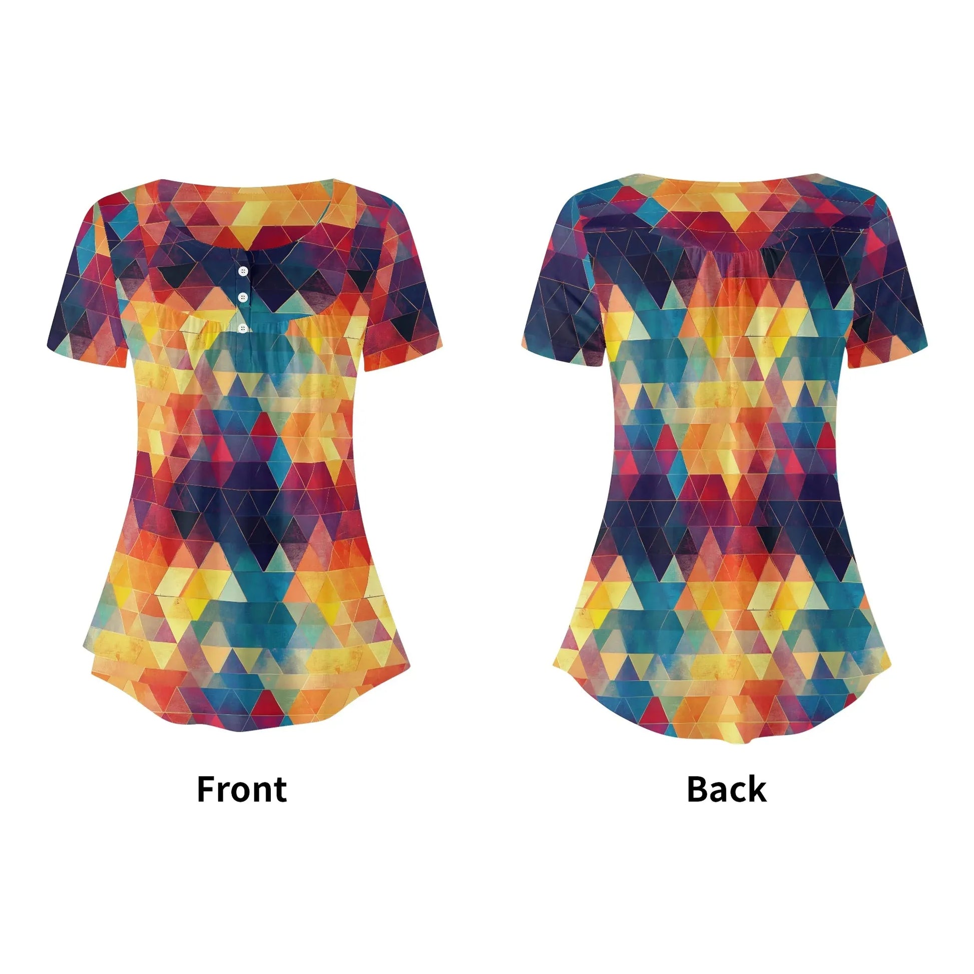lockere-bluse-mit-u-ausschnitt-und-kurzen-armeln-fur-damen-triangle-v2-bluse-jlr-design-5 - JLR Design