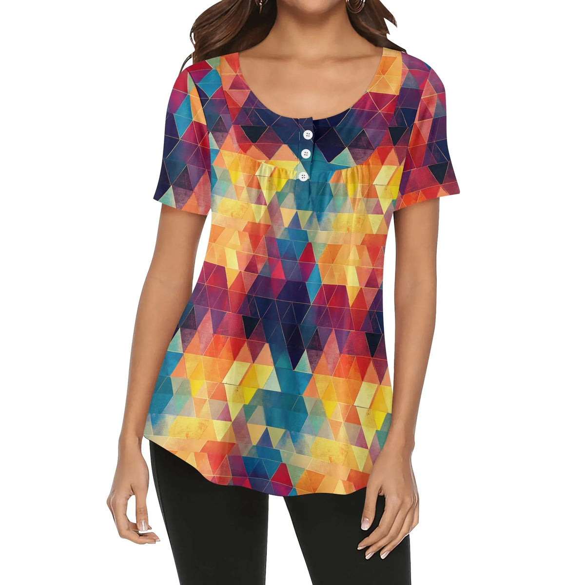 lockere-bluse-mit-u-ausschnitt-und-kurzen-armeln-fur-damen-triangle-v2-bluse-jlr-design-jlr-design-de-1 - JLR Design
