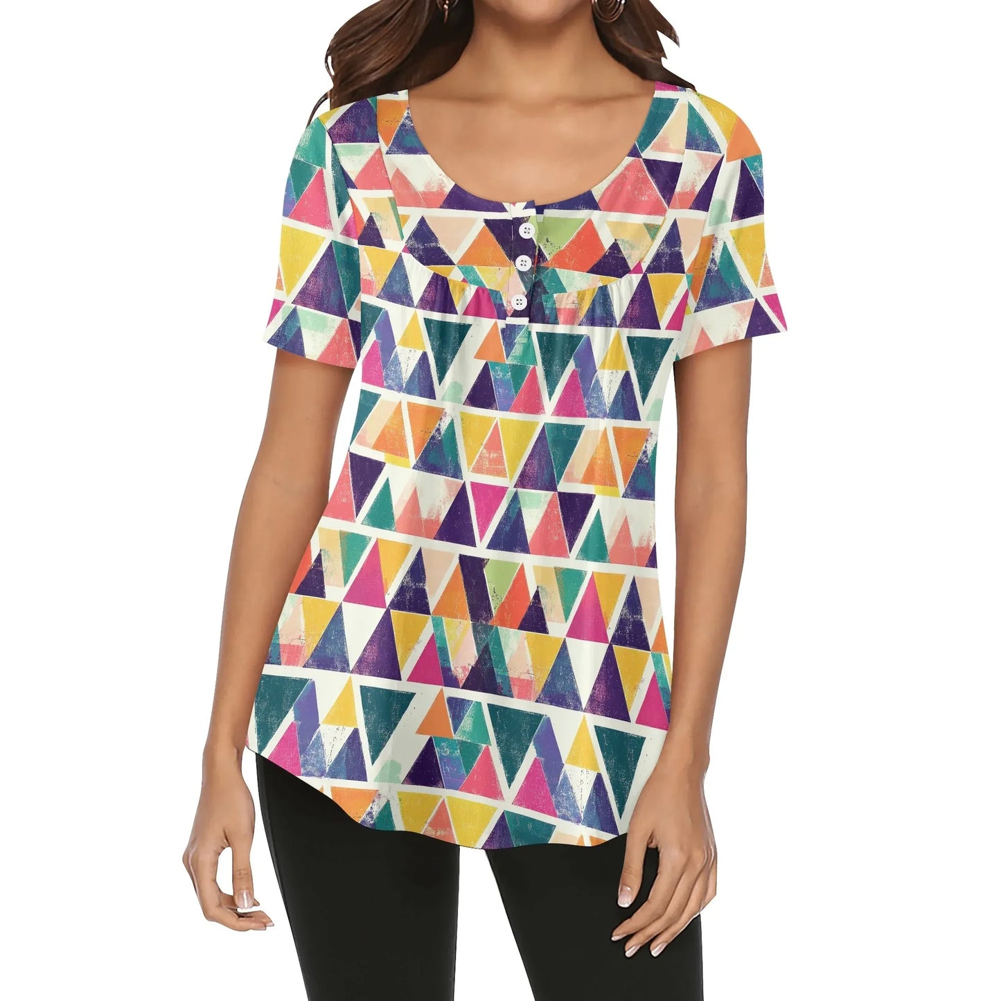 lockere-bluse-mit-u-ausschnitt-und-kurzen-armeln-fur-damen-triangle-v3-bluse-jlr-design-1 - JLR Design