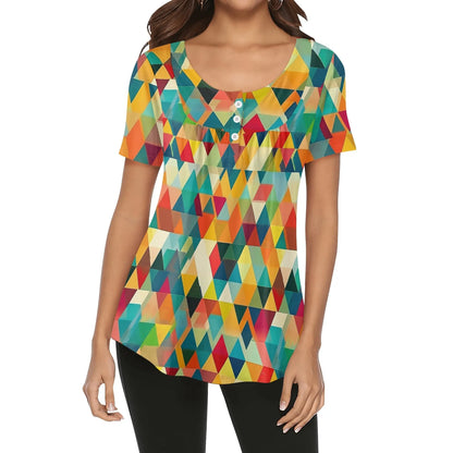 lockere-bluse-mit-u-ausschnitt-und-kurzen-armeln-fur-damen-triangle-v5-bluse-jlr-design-1 - JLR Design