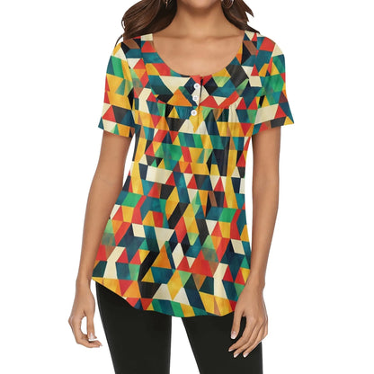 lockere-bluse-mit-u-ausschnitt-und-kurzen-armeln-fur-damen-triangle-v7-bluse-jlr-design-1 - JLR Design