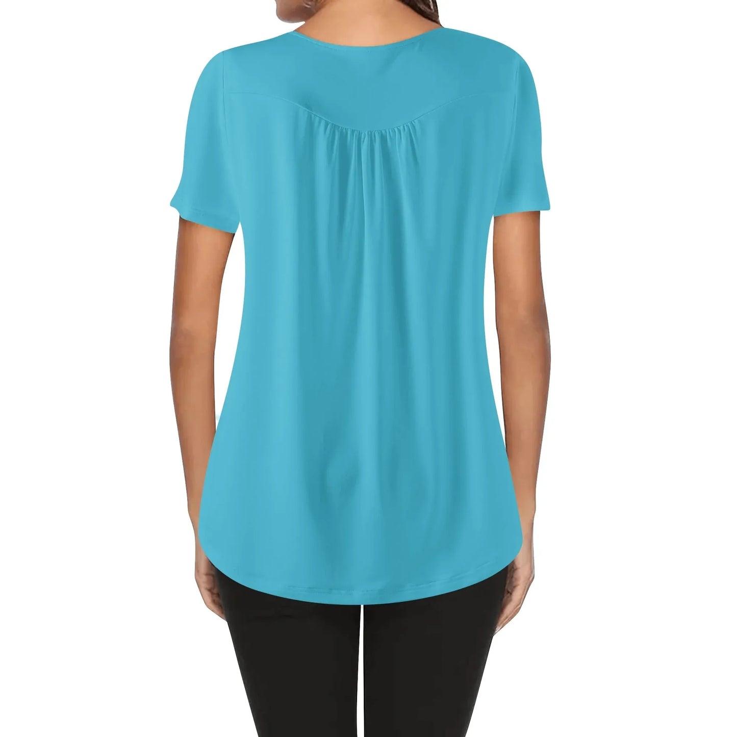 lockere-bluse-mit-u-ausschnitt-und-kurzen-armeln-fur-damen-turkis-bluse-jlr-design-2 - JLR Design