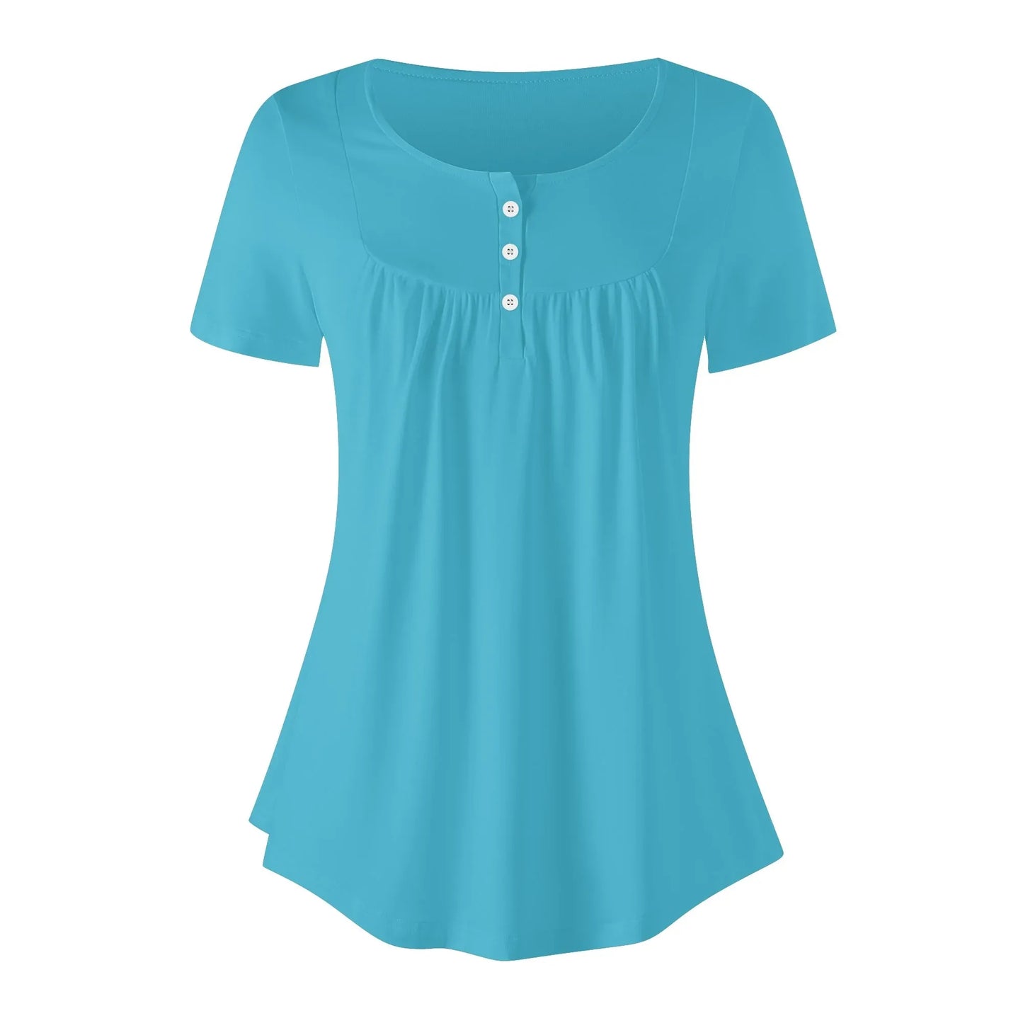 lockere-bluse-mit-u-ausschnitt-und-kurzen-armeln-fur-damen-turkis-bluse-jlr-design-3 - JLR Design