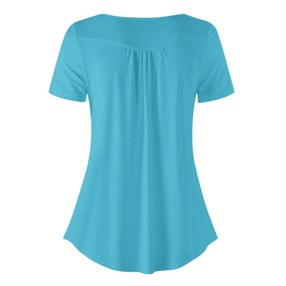 lockere-bluse-mit-u-ausschnitt-und-kurzen-armeln-fur-damen-turkis-bluse-jlr-design-4 - JLR Design