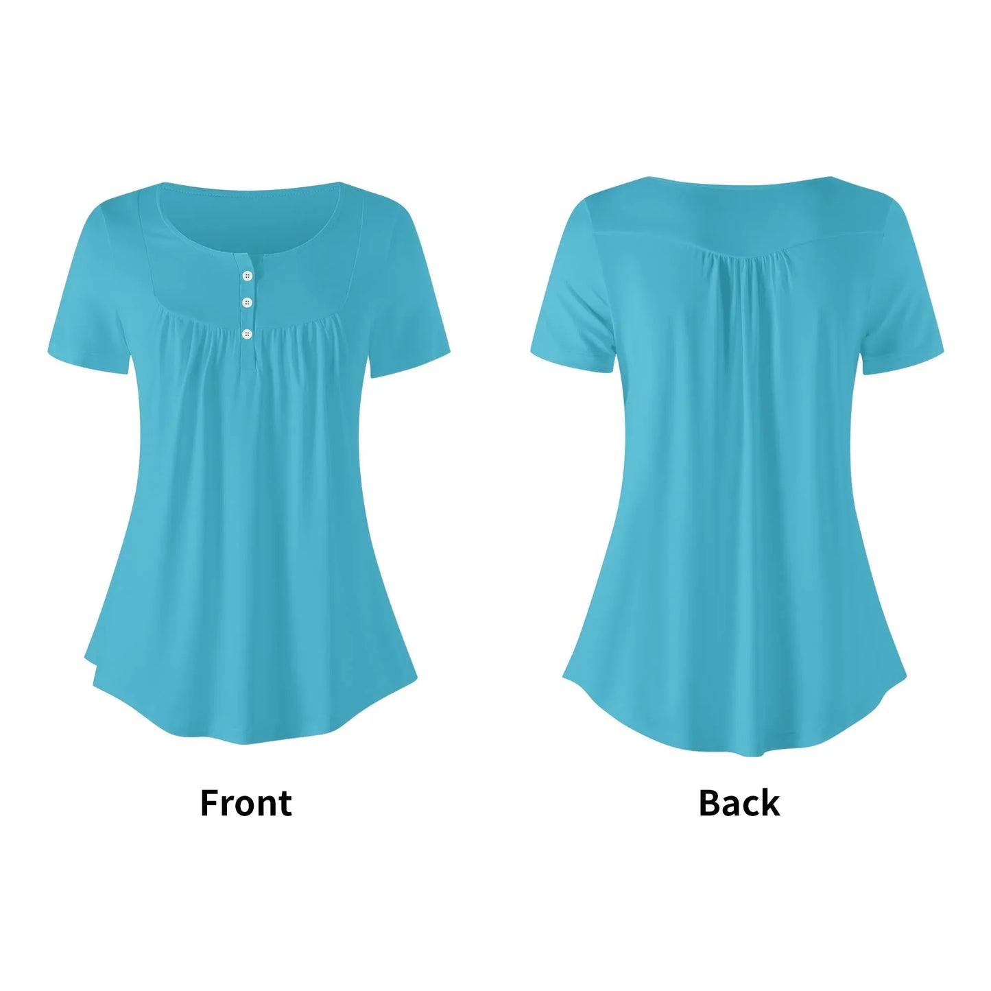 lockere-bluse-mit-u-ausschnitt-und-kurzen-armeln-fur-damen-turkis-bluse-jlr-design-5 - JLR Design