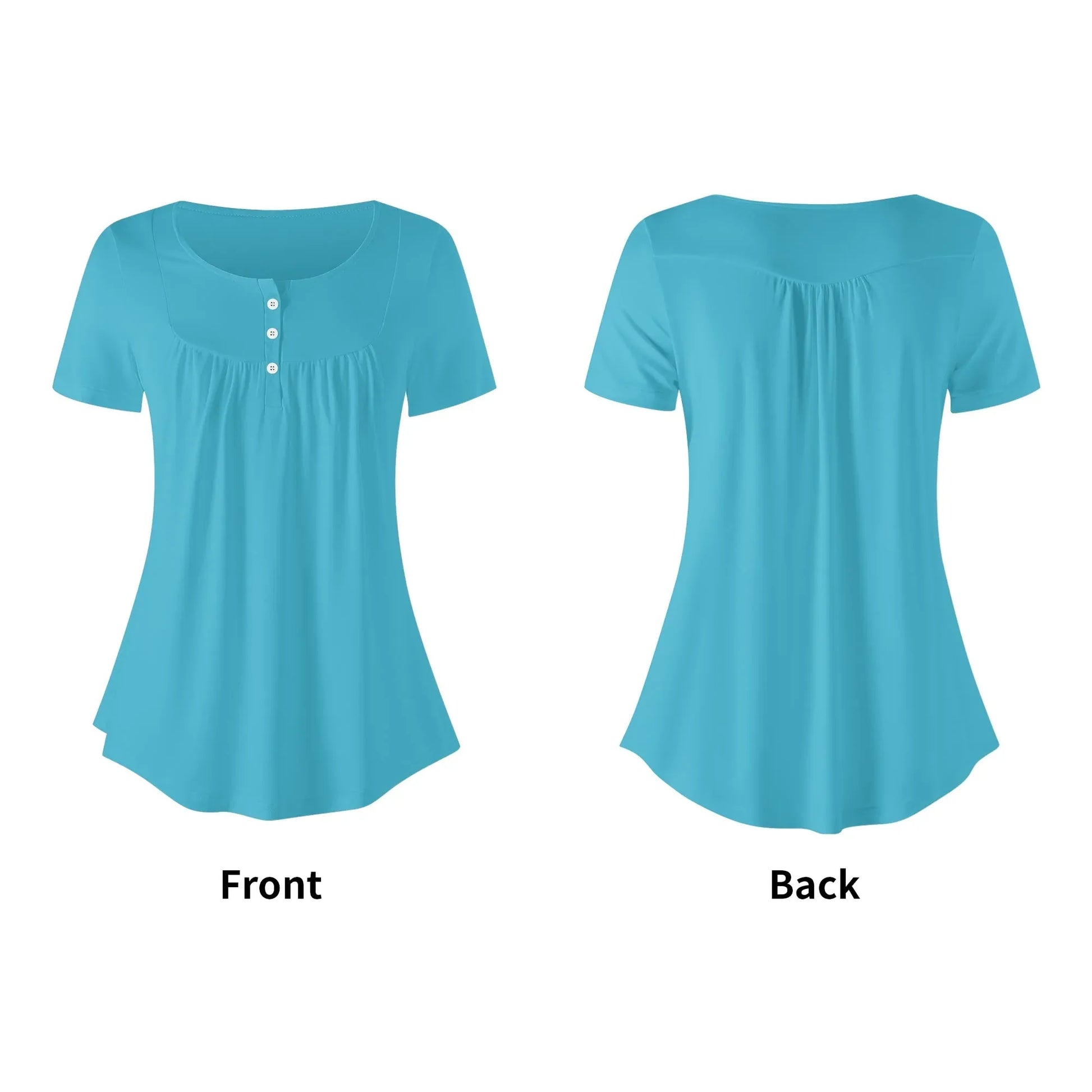 lockere-bluse-mit-u-ausschnitt-und-kurzen-armeln-fur-damen-turkis-bluse-jlr-design-5 - JLR Design
