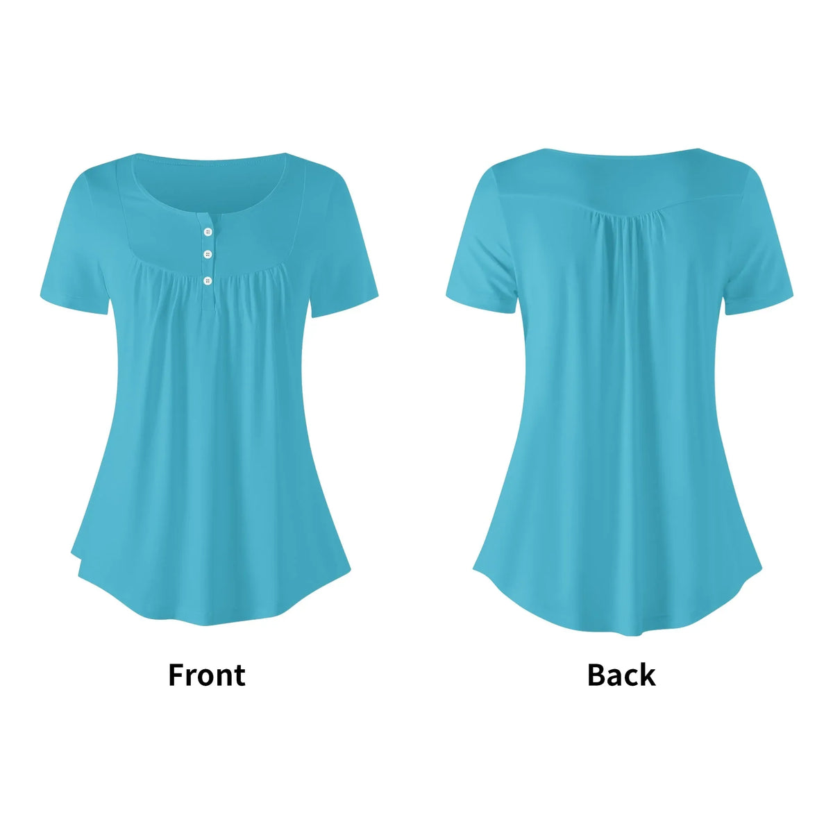 lockere-bluse-mit-u-ausschnitt-und-kurzen-armeln-fur-damen-turkis-bluse-jlr-design-jlr-design-de-5 - JLR Design