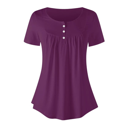 lockere-bluse-mit-u-ausschnitt-und-kurzen-armeln-fur-damen-tyrian-purple-bluse-jlr-design-3 - JLR Design