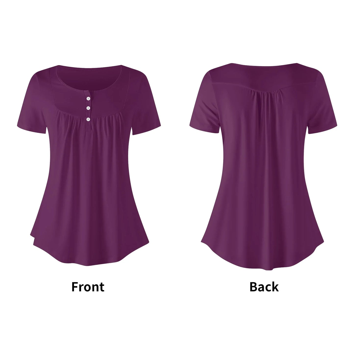 lockere-bluse-mit-u-ausschnitt-und-kurzen-armeln-fur-damen-tyrian-purple-bluse-jlr-design-5 - JLR Design