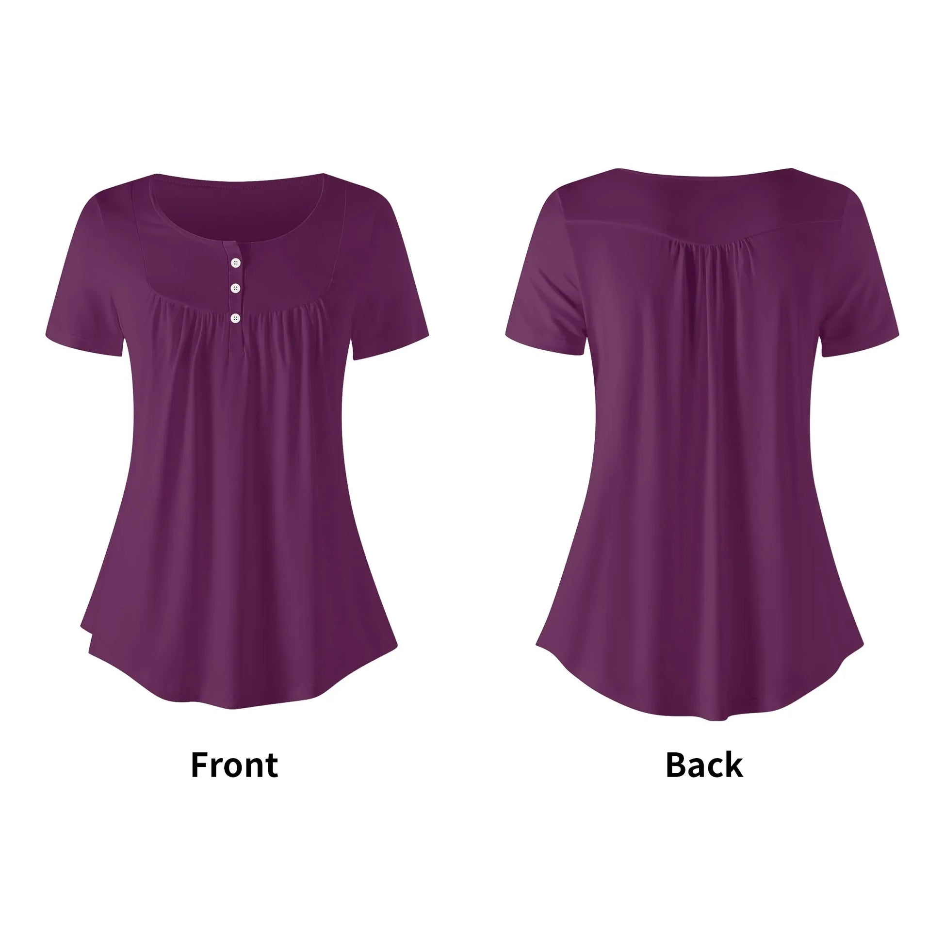 lockere-bluse-mit-u-ausschnitt-und-kurzen-armeln-fur-damen-tyrian-purple-bluse-jlr-design-5 - JLR Design
