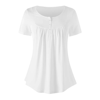 lockere-bluse-mit-u-ausschnitt-und-kurzen-armeln-fur-damen-weiss-bluse-jlr-design-3 - JLR Design