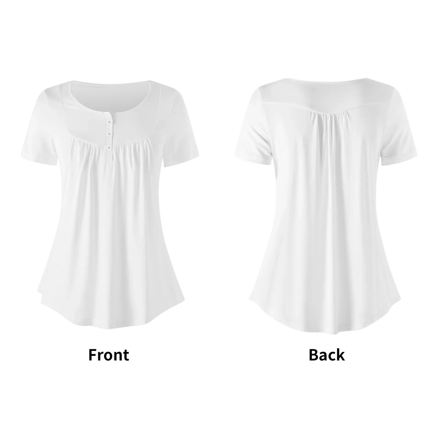 lockere-bluse-mit-u-ausschnitt-und-kurzen-armeln-fur-damen-weiss-bluse-jlr-design-5 - JLR Design