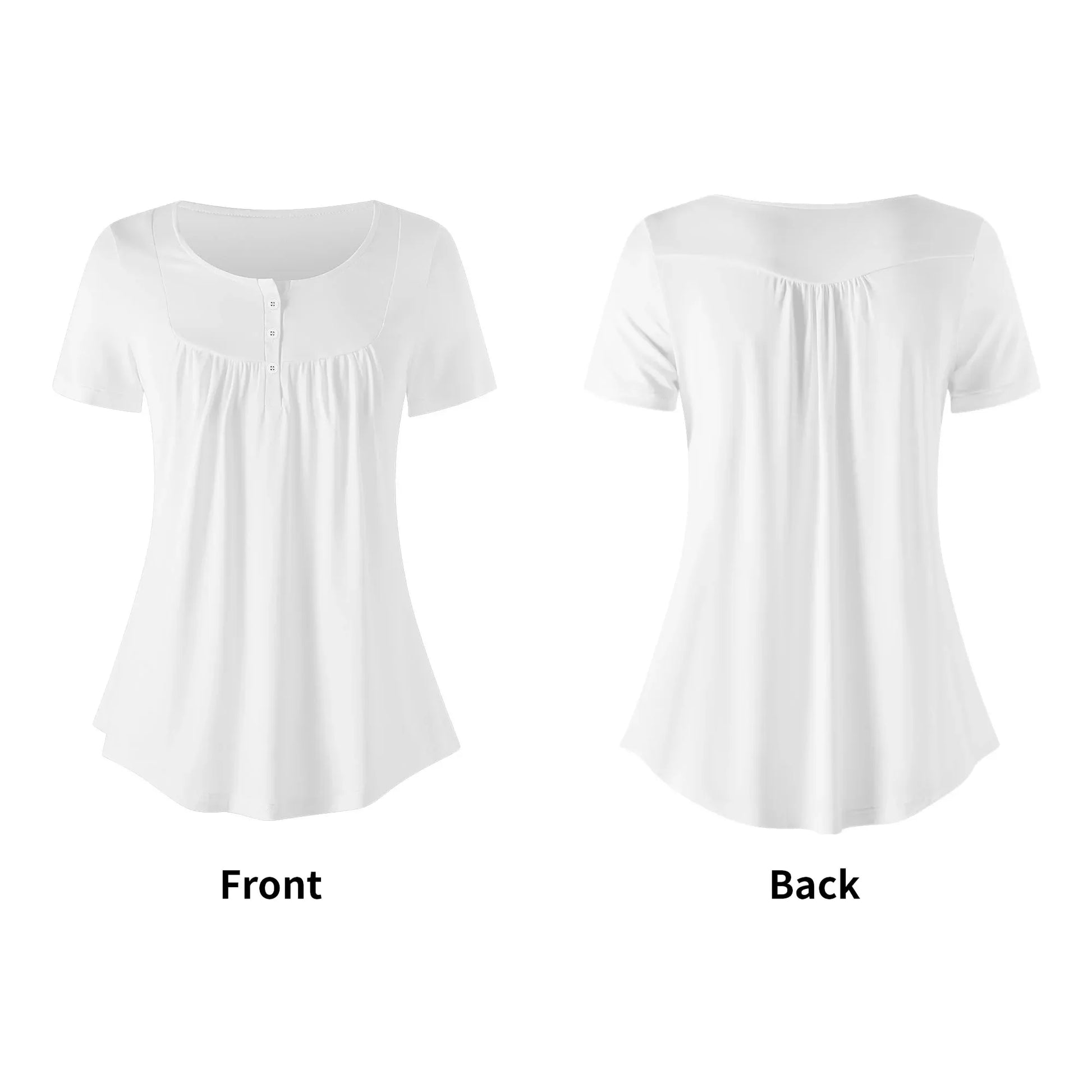 lockere-bluse-mit-u-ausschnitt-und-kurzen-armeln-fur-damen-weiss-bluse-jlr-design-5 - JLR Design