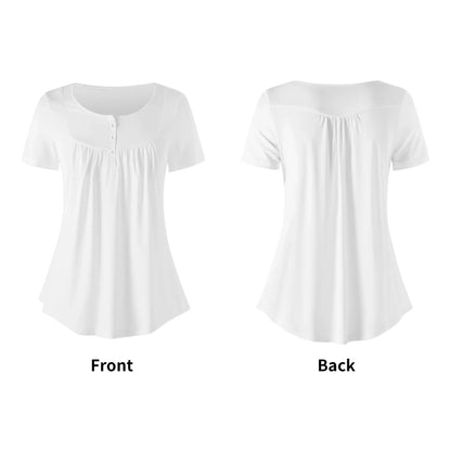 lockere-bluse-mit-u-ausschnitt-und-kurzen-armeln-fur-damen-weiss-bluse-jlr-design-5 - JLR Design