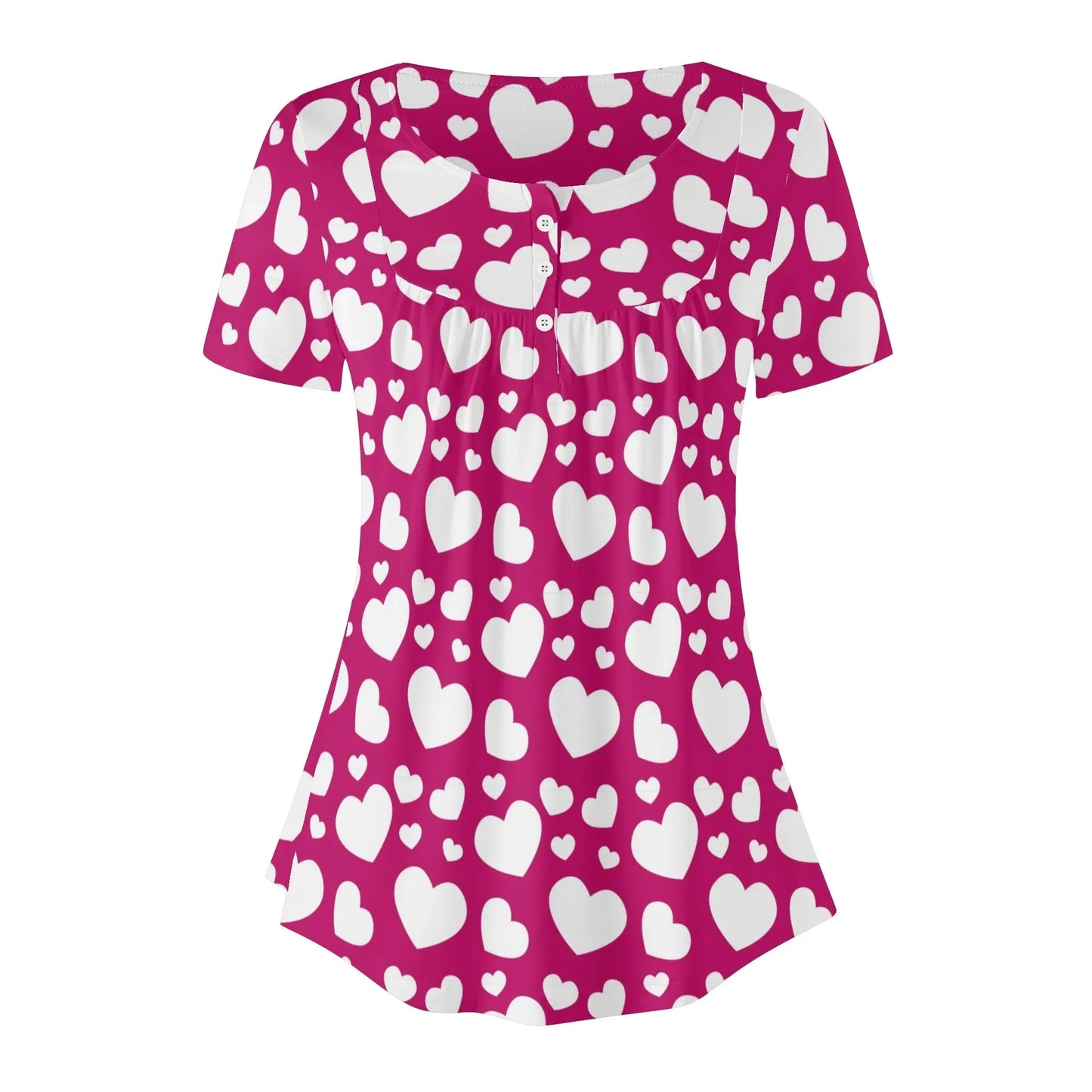 lockere-bluse-mit-u-ausschnitt-und-kurzen-armeln-fur-damen-weisses-herzchenmuster-bluse-jlr-design-3 - JLR Design