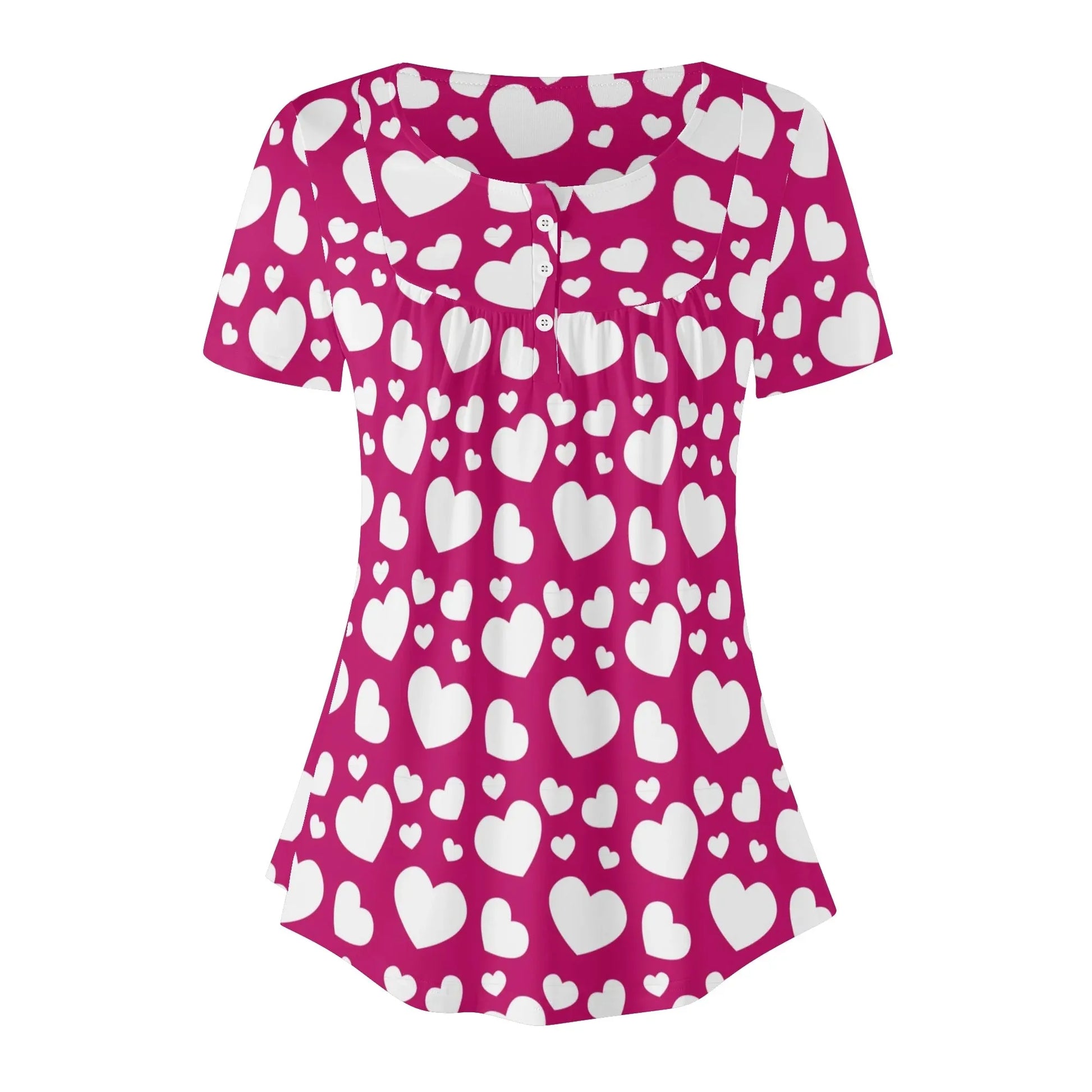 lockere-bluse-mit-u-ausschnitt-und-kurzen-armeln-fur-damen-weisses-herzchenmuster-bluse-jlr-design-3 - JLR Design