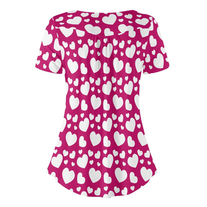 lockere-bluse-mit-u-ausschnitt-und-kurzen-armeln-fur-damen-weisses-herzchenmuster-bluse-jlr-design-4 - JLR Design