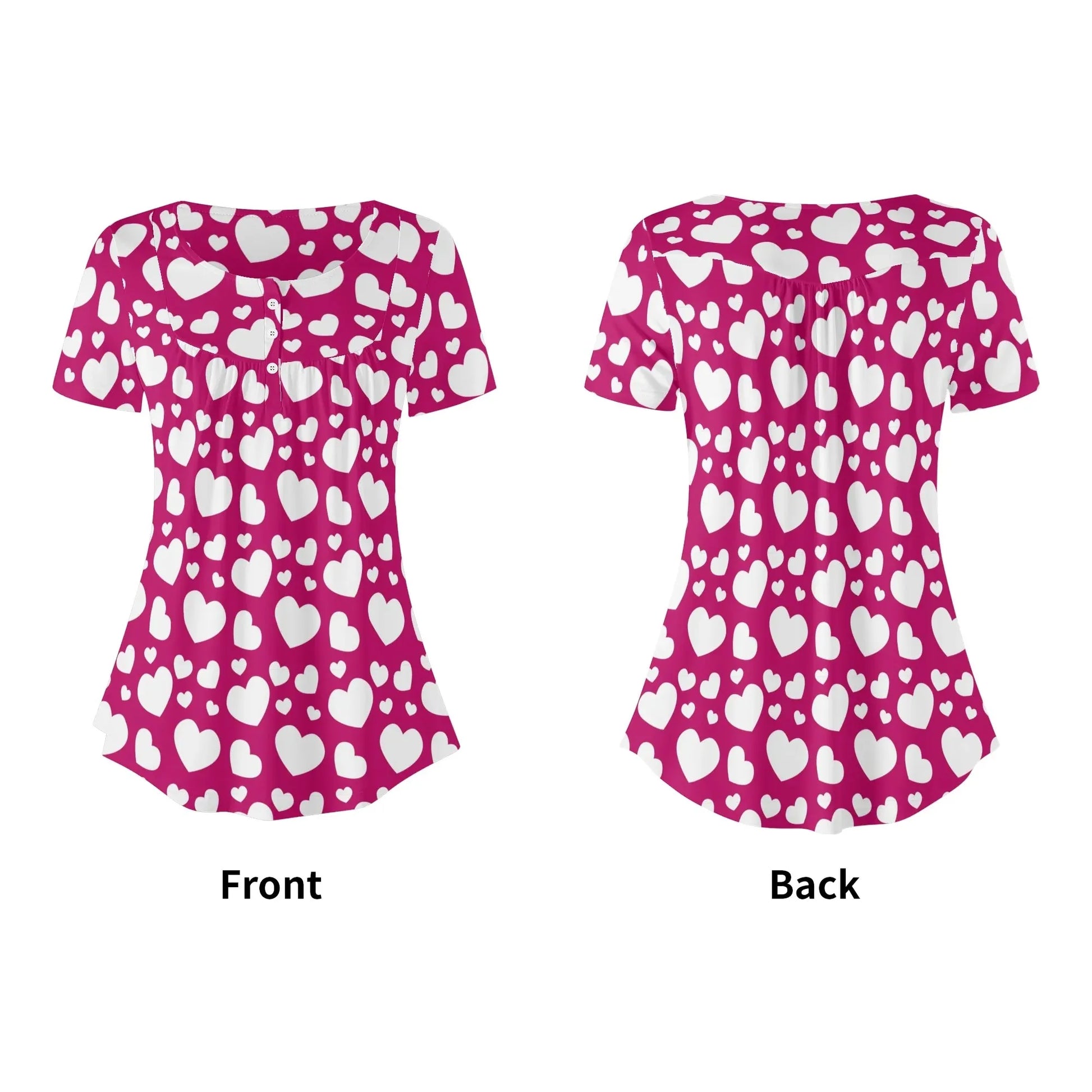 lockere-bluse-mit-u-ausschnitt-und-kurzen-armeln-fur-damen-weisses-herzchenmuster-bluse-jlr-design-5 - JLR Design