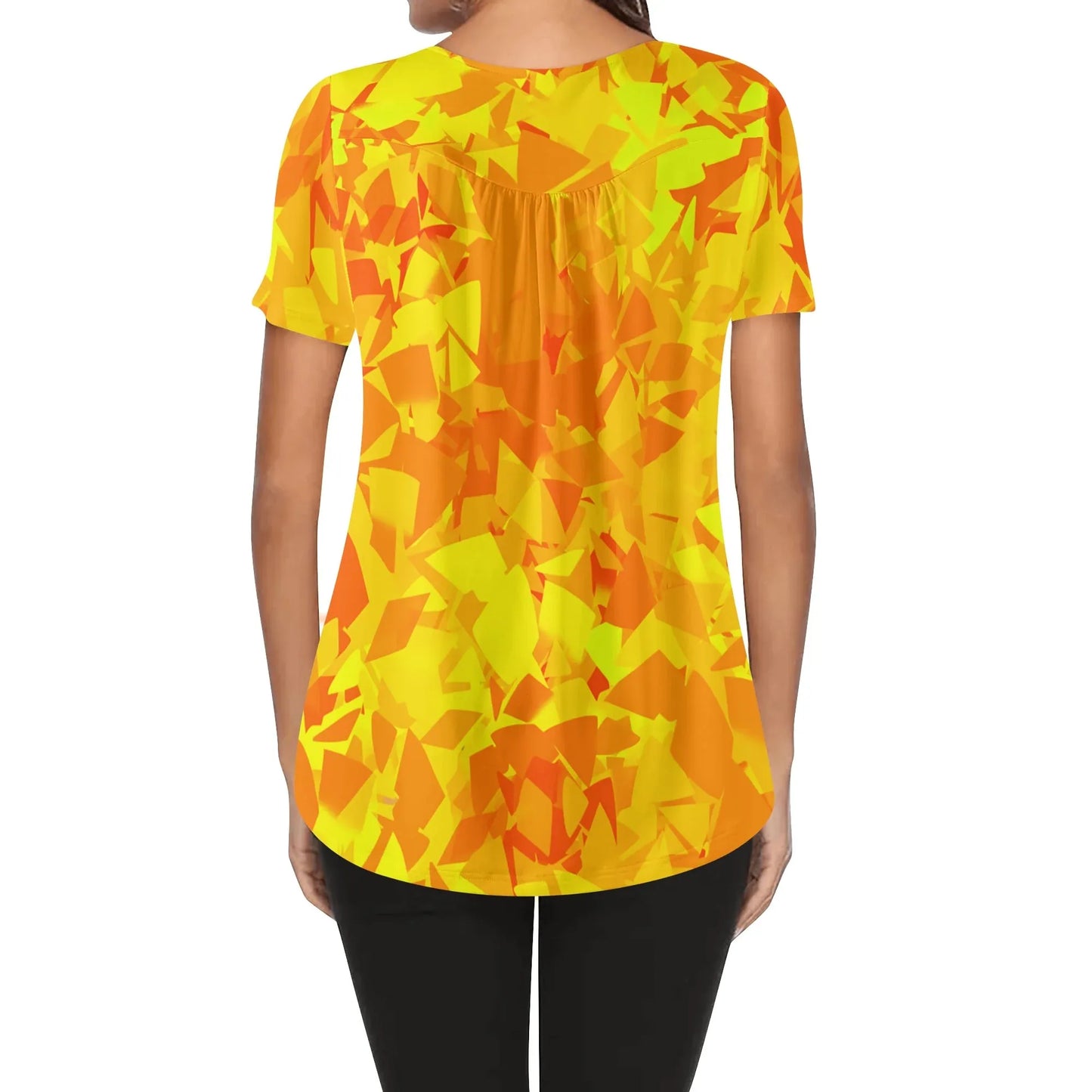 lockere-bluse-mit-u-ausschnitt-und-kurzen-armeln-fur-damen-yellow-crystal-bluse-jlr-design-2 - JLR Design